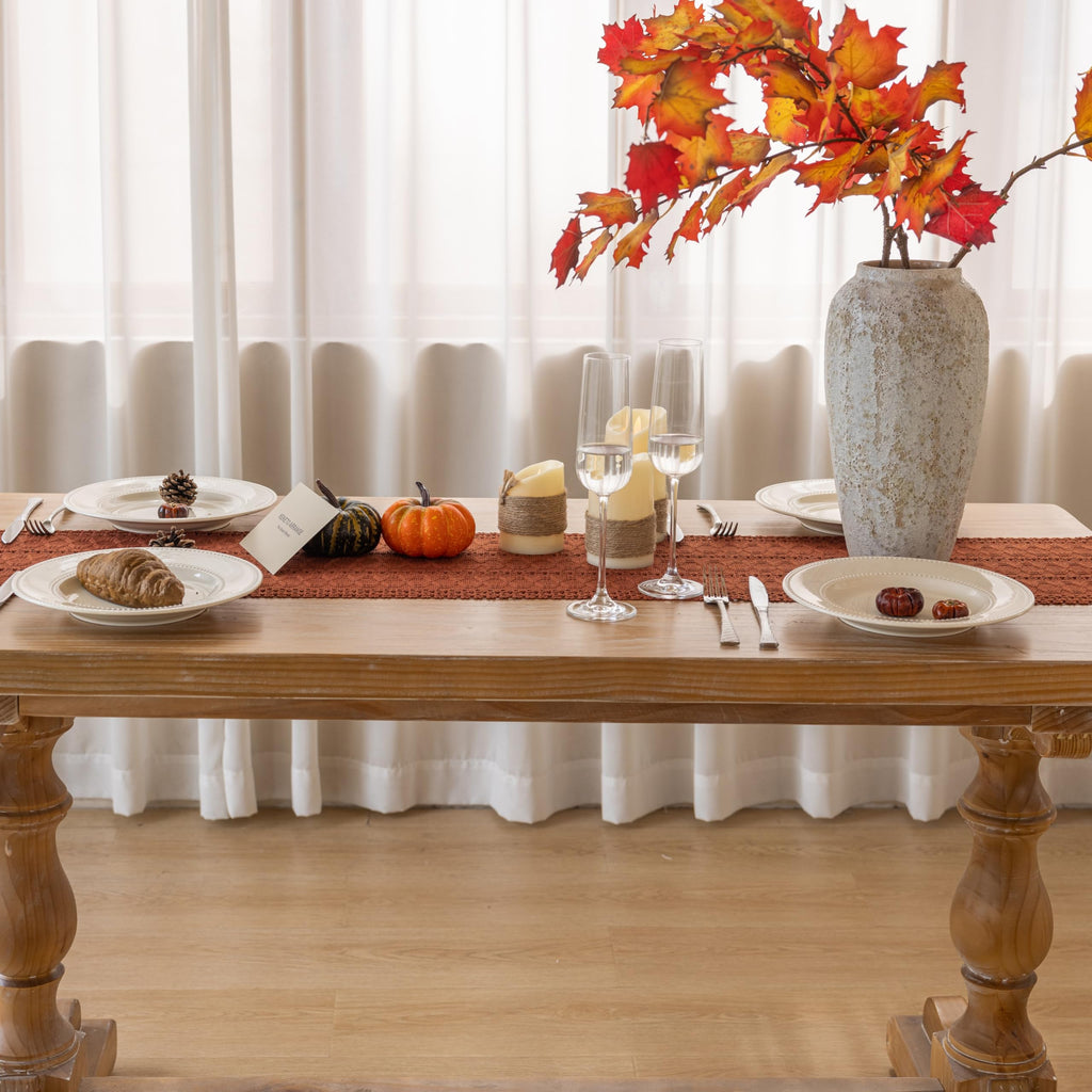 Fall Thanksgiving Boho Macrame Table Runner 12x90 Inch