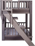 ECOFLEX Aspen Dog Bunk Bed in Grey, Memory Foam Cushions, Wide Stairs, Non Toxic, Easy Assembly