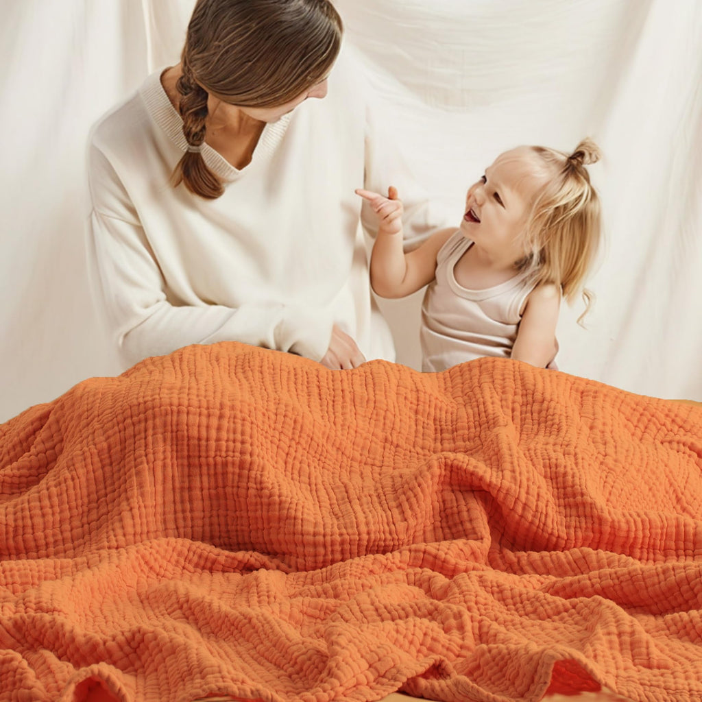 100% Cotton Muslin Throw Blanket 70 x 80 Summer Gauze for Adult