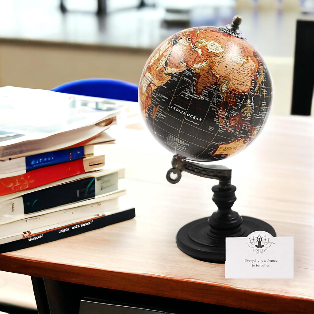 10-Inch Decorative Globe on Wooden Stand - Elegant Gift for Father's Day, Birthdays, Holidays, and Special Occasions
