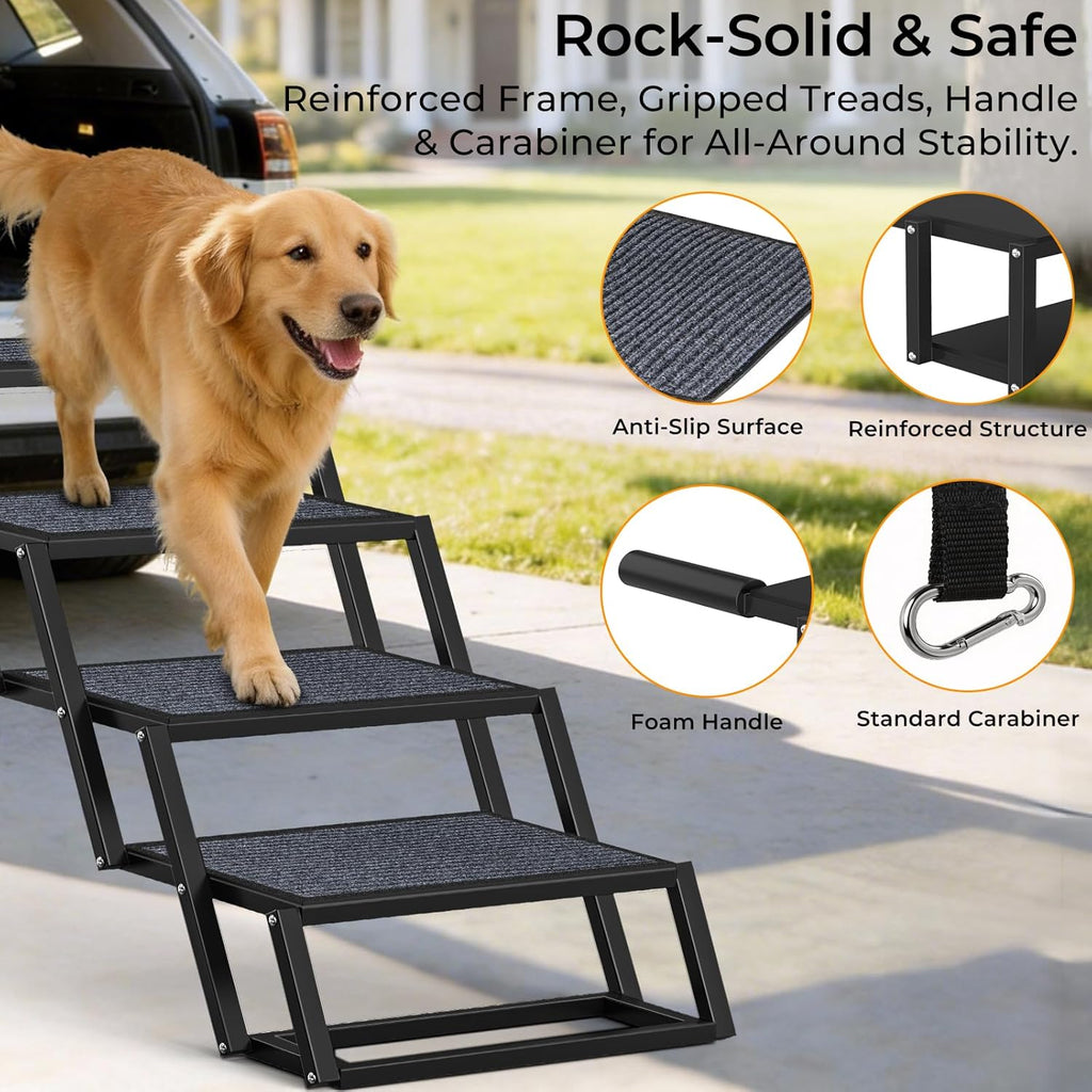 Dog Stairs for Large Dogs Extra Wide 20" with 5-Step Dog Ramp Steps