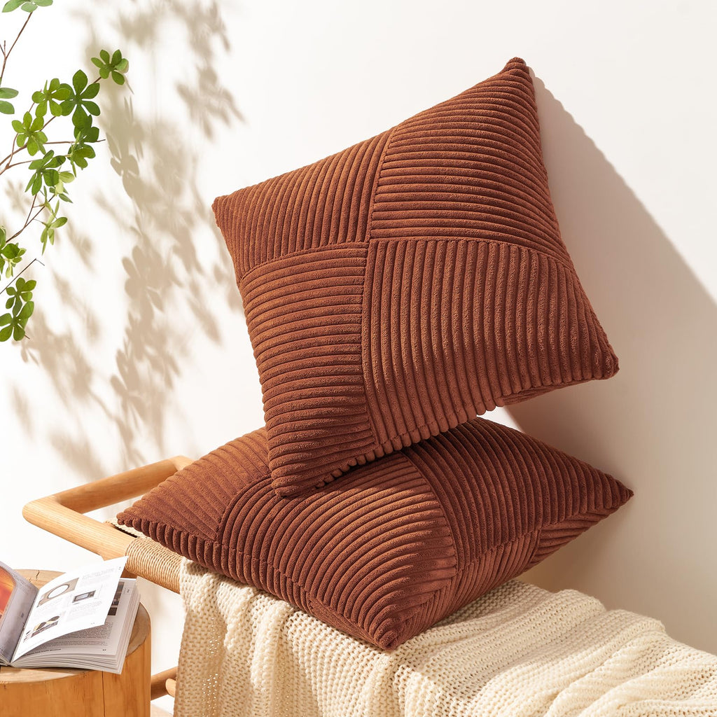 Set of 2 Decorative Terracotta Throw Pillow Covers 26x26 Inch for Couch Sofa Bed, Rustic Farmhouse Boho Home Decor