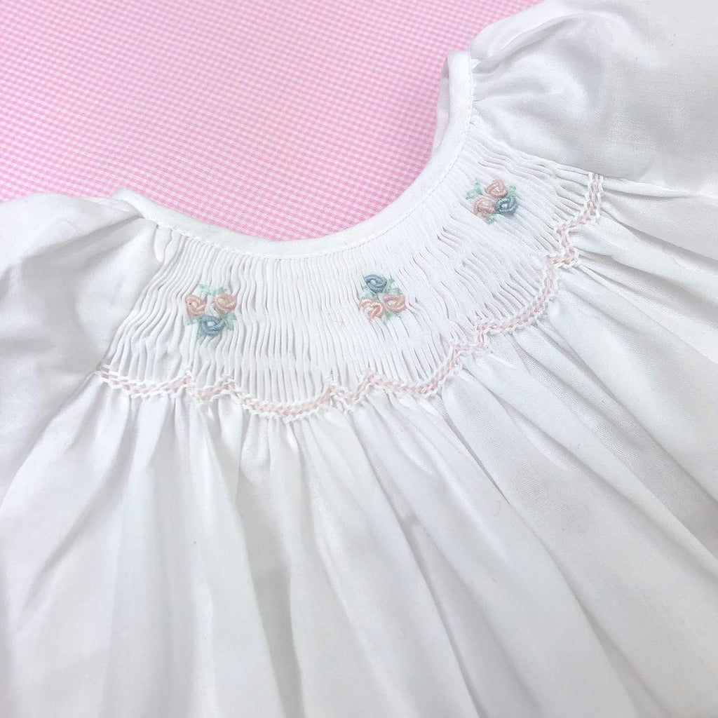 Baby Girls' Hand-Embroidered Smocked Bubble