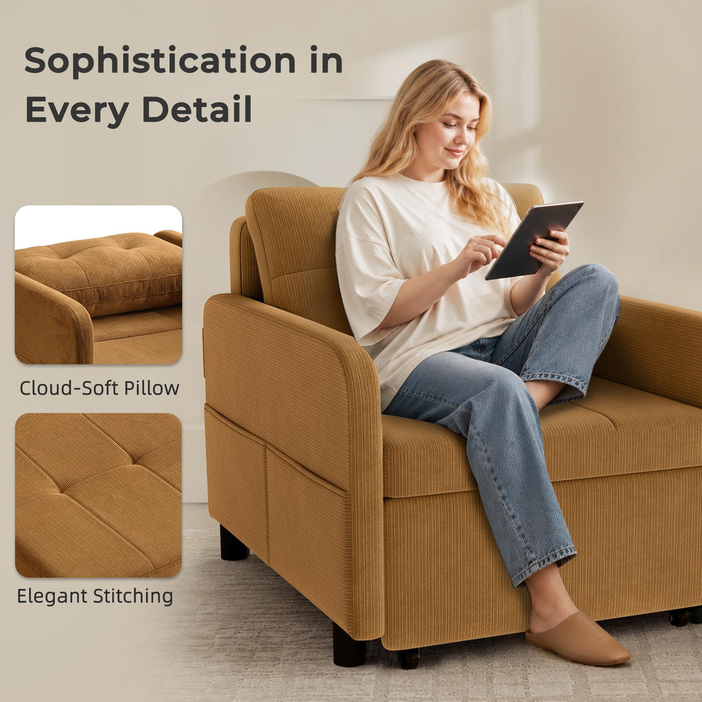 Deep Seat Sleeper Chair Bed, Zero Wall Clearance