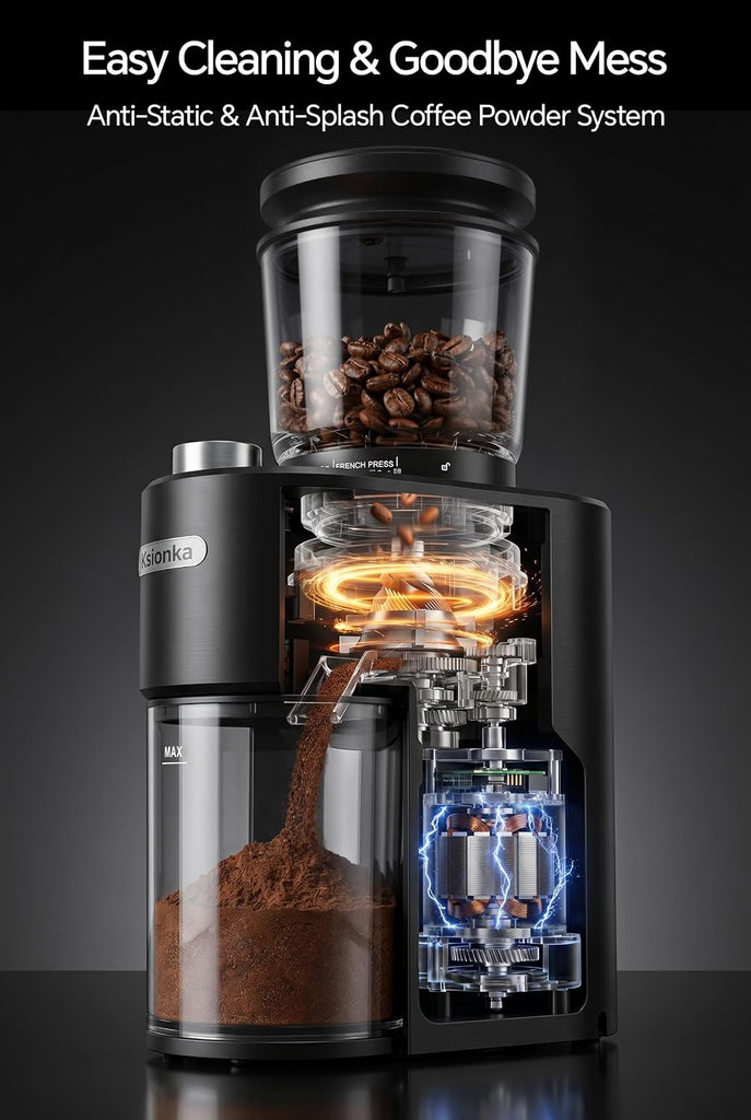 Conical Coffee Bean Grinder, 38 Precise Settings, Anti-Static | Conical Burr Coffee Grinder, Quiet Coffee Grinders