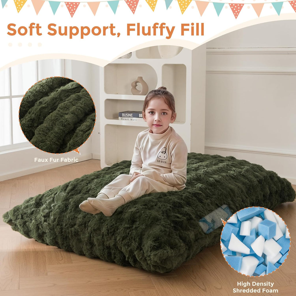 3 in 1 Kids Bean Bag Chair, Comfy Floor Sofa with Removed Cover