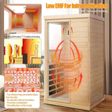 Infrared Sauna, Home Sauna 1 Person, Low EMF Sauna Wood Indoor Far Infrared Sauna