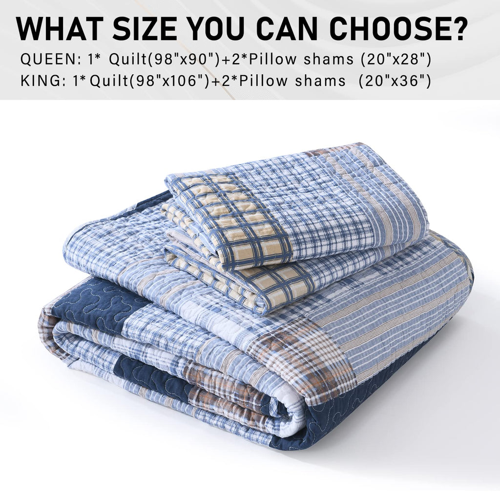 100% Cotton Quilt - Farmhouse Patchwork Quilt Bedding Set