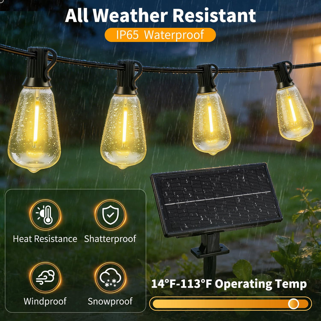 82FT Solar String Lights Outdoor, Waterproof, Dimmable Remote