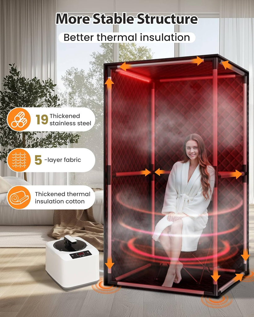 Portable Infrared Sauna, Steam Sauna with XL Steamer, 5-Layer Waterproof & Heat Insulation for Relaxation