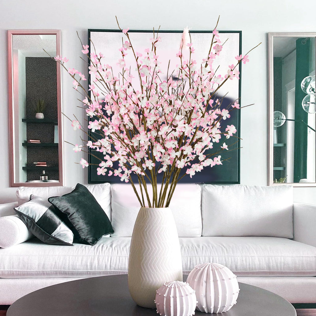 12 Pcs Artificial Cherry Blossom Flowers, 39", Pink