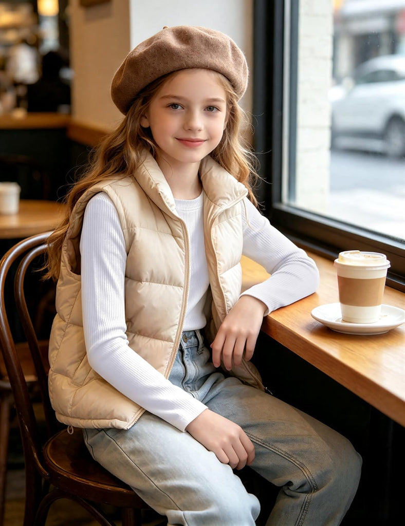 Girls Long Sleeve Shirts Slim Fit Ribbed Knit Shirts for Girls Tops