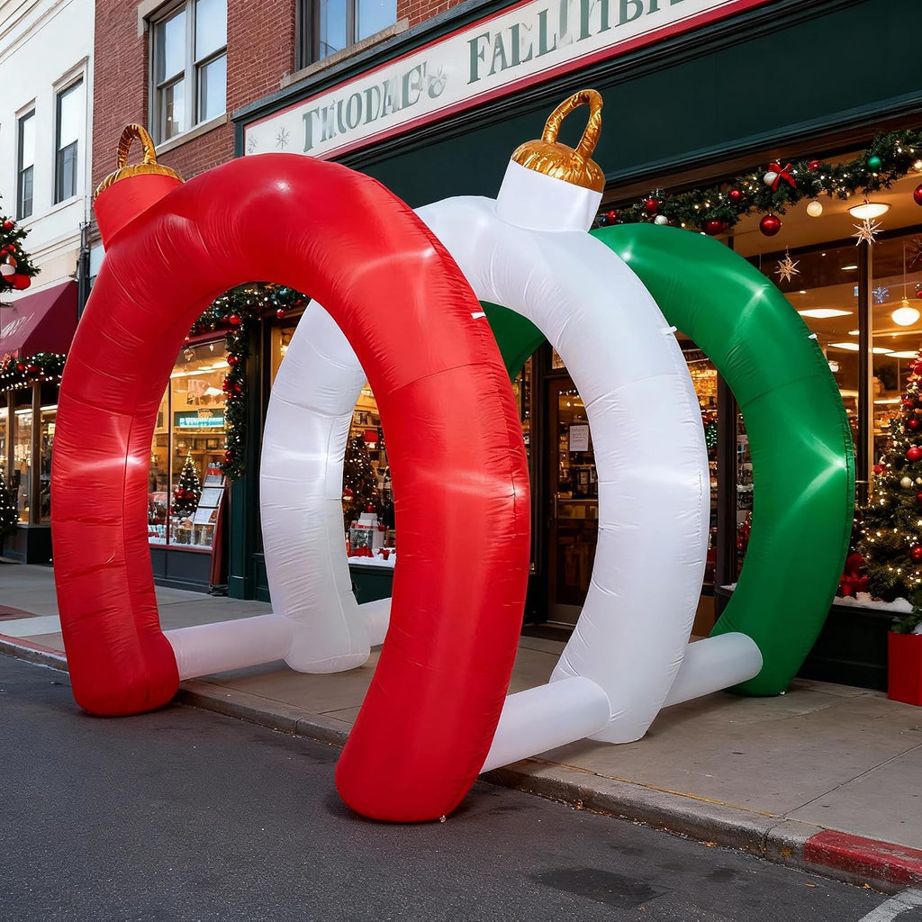 10.5 FT Christmas Inflatables Ornament Tunnel Arch Outdoor Decorations, Blow Up Walk-Through Archway Yard Decor for