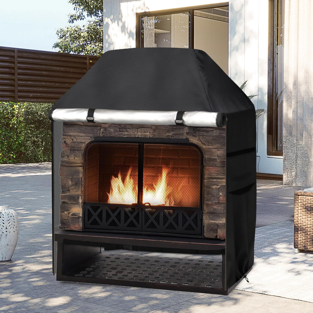Outdoor Fireplace Cover, 42"W x 24"D x 48"H, Black