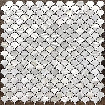 White Fish Scale Mother of Pearl Backsplash Tile 12x12 Inch 5 Sheets