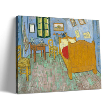 Bedroom in Arles by Van Gogh - Canvas Wall Art Framed Oil Painting Reproduction, High-Definition Scanned for
