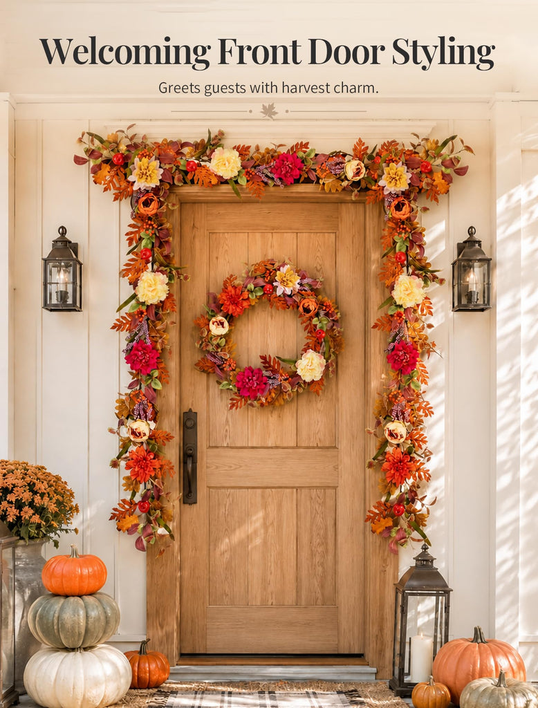 6Ft Fall Garland for Mantle: Fall Decor Thanksgiving