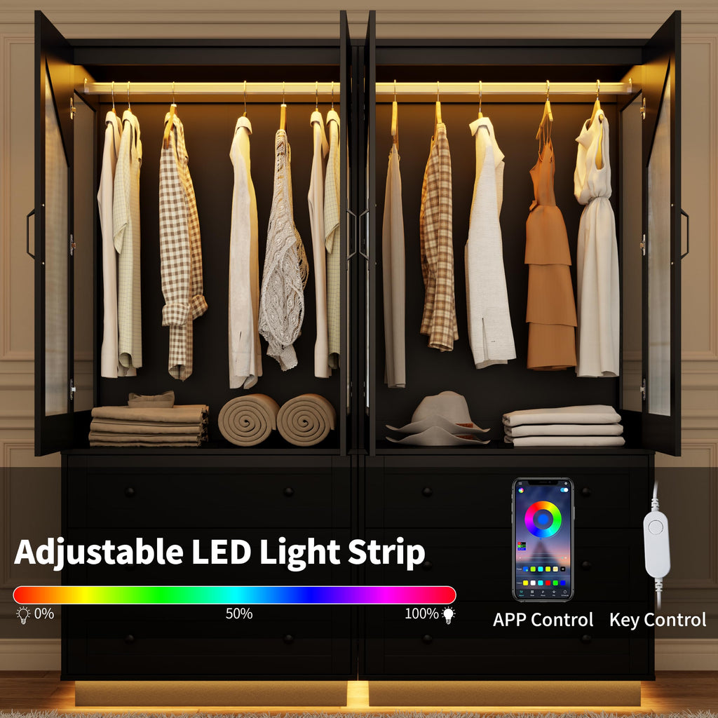Tall Armoire Wardrobe Closet with 2 Door and 3 Drawers