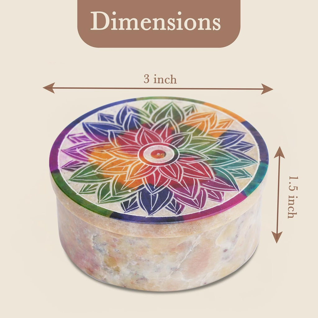 Small Jewelry Box Handmade Marble Soapstone Mandala Trinket Holder