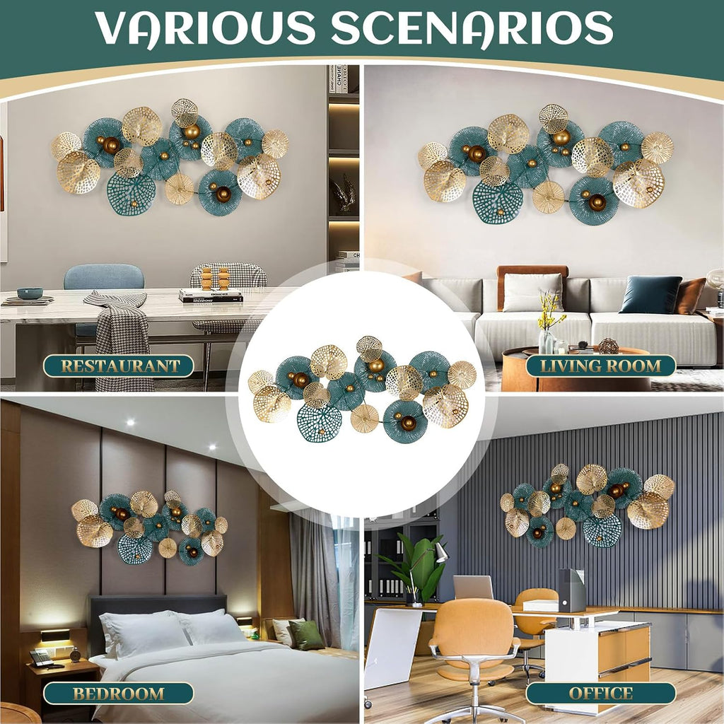 3D Large Metal Wall Art 51"x26" Stacked Flower Wall Decor