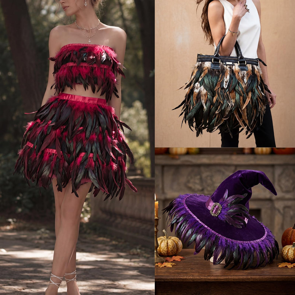 Rooster Coque Tail Feathers Trim (Natural, 8-10in Trim-1pcs)