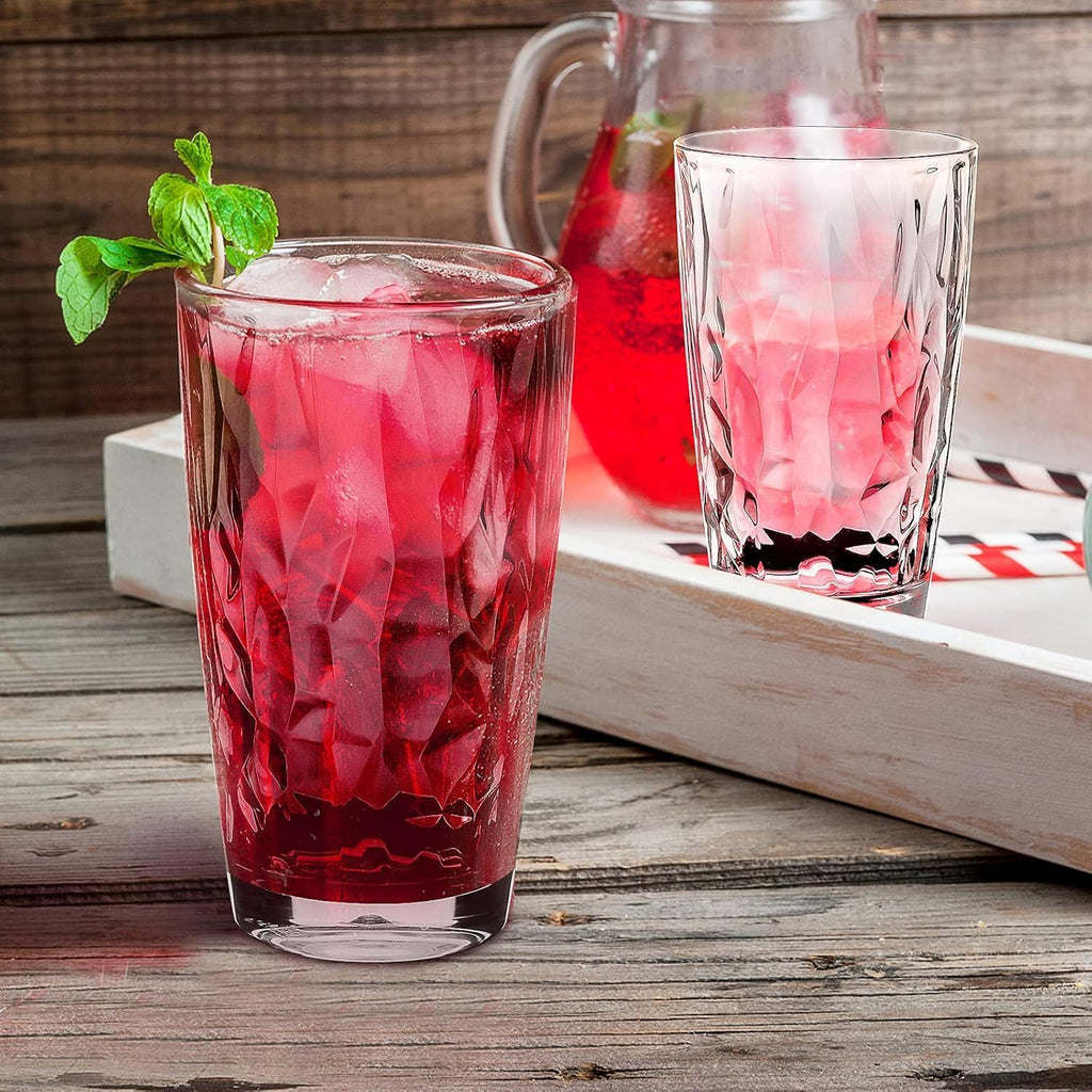 16oz Plastic Tumblers Drinking Glasses Set of 4, Clear Acrylic Drinking Cups Wine Glasses Beverage Cups for Daily