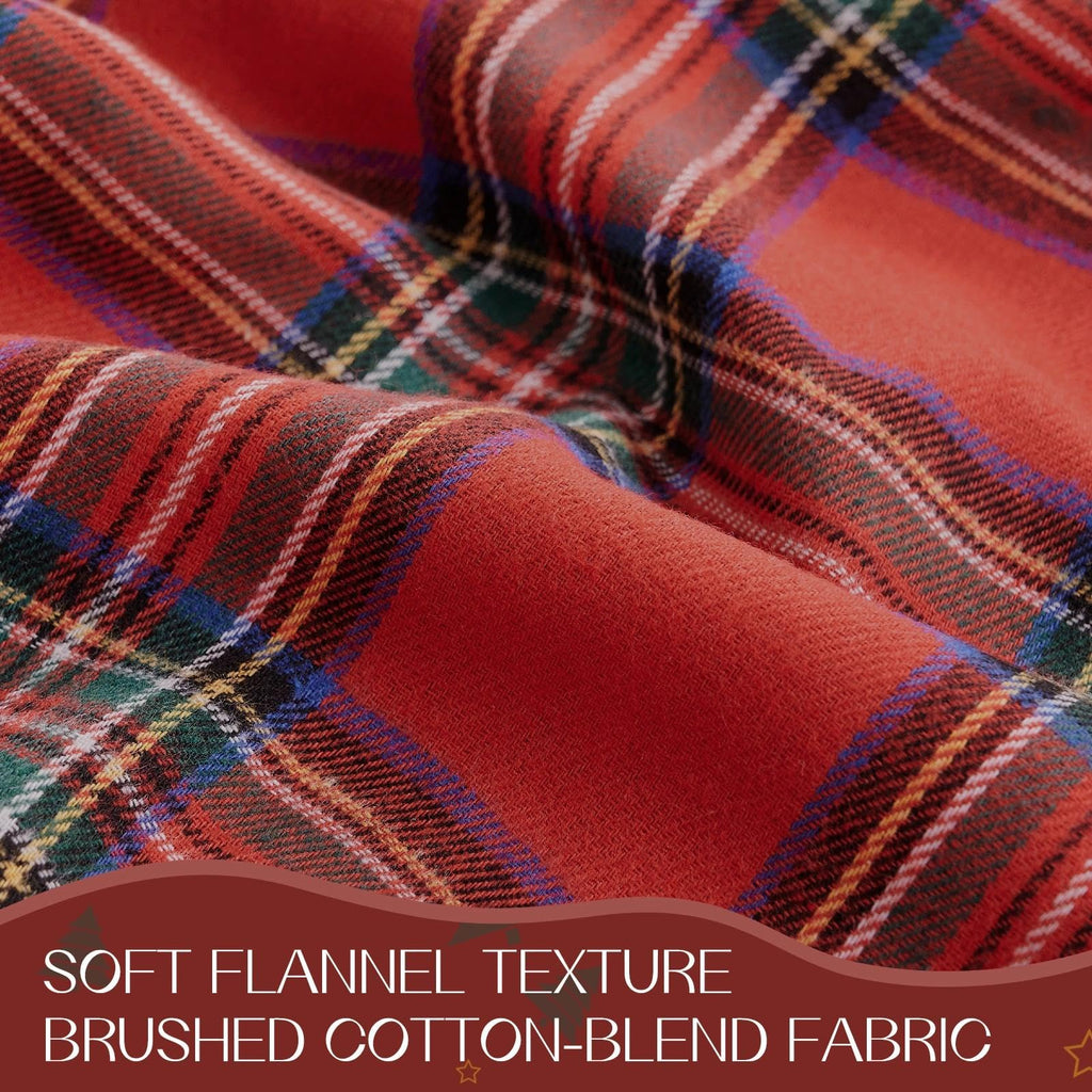 Christmas Plaid Ruffled Tablecloth Rectangle, 60x120 Inch Red