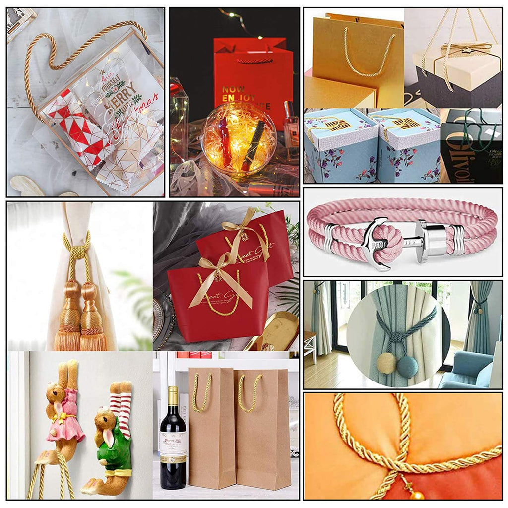 M 20 Yards Twisted Cord Trim Gold Decorative Rope Thread Graduation Honor Cord Silk Ropes Satin Shiny Cords for - 8m
