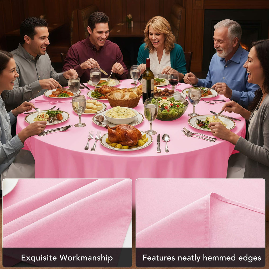 10-Pack Pink Round Tablecloths, 90 in, for 4-5 Ft Round Tables