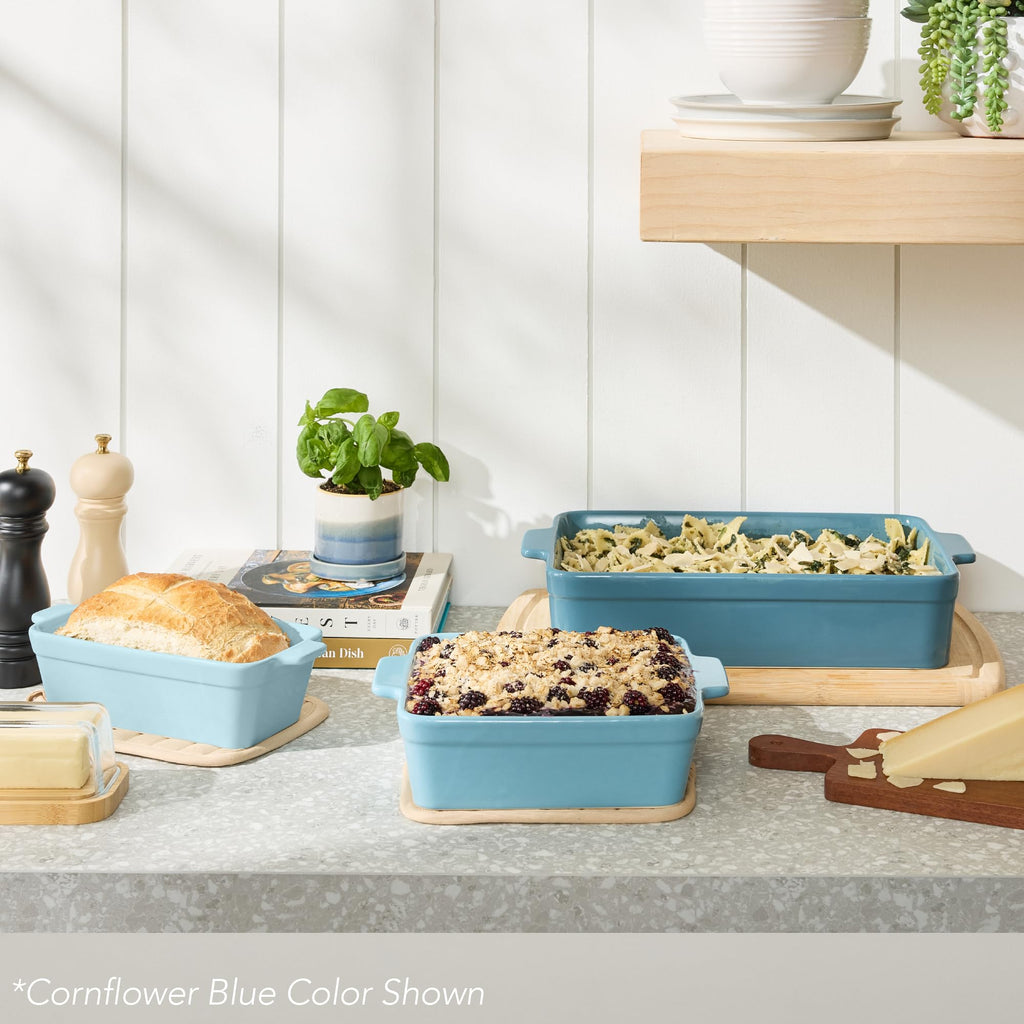 3-Piece Ceramic Casserole Baking Dish Set Black