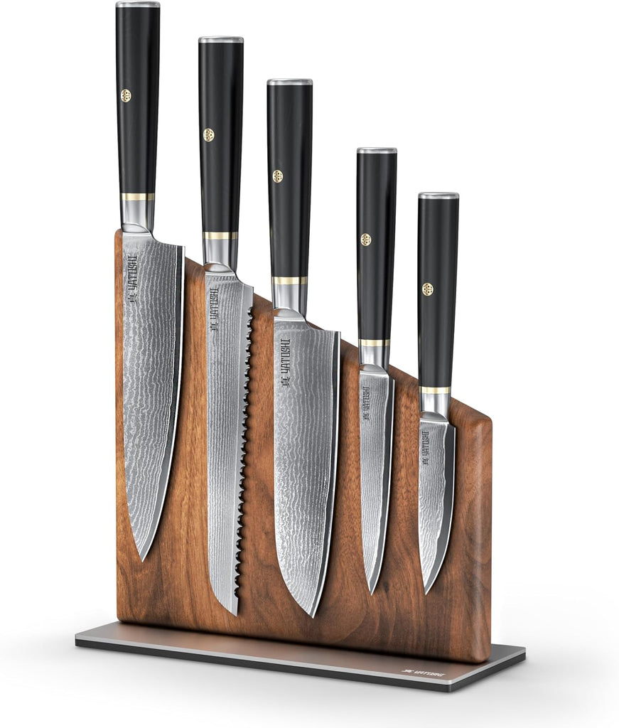 Magnetic Kitchen Knife Block Set - Japanese 67 Layer High-Grade VG-10 Steel Knives, Sharp, G10 Handle Professional