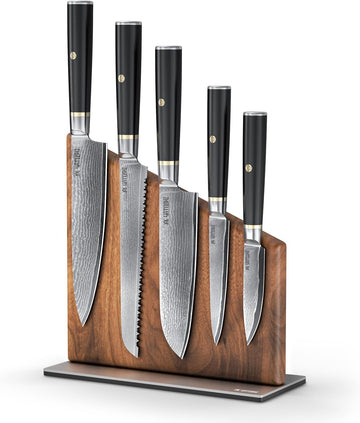 Magnetic Kitchen Knife Block Set - Japanese 67 Layer High-Grade VG-10 Steel Knives, Sharp, G10 Handle Professional