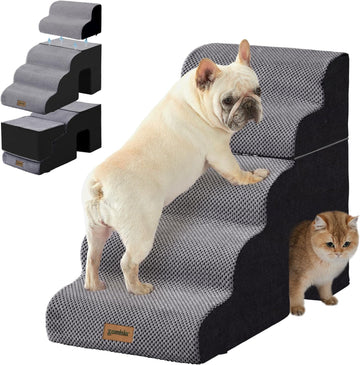 Dog Ramp for Large Dogs with Tunnel, 24" H 5 Steps for High Bed