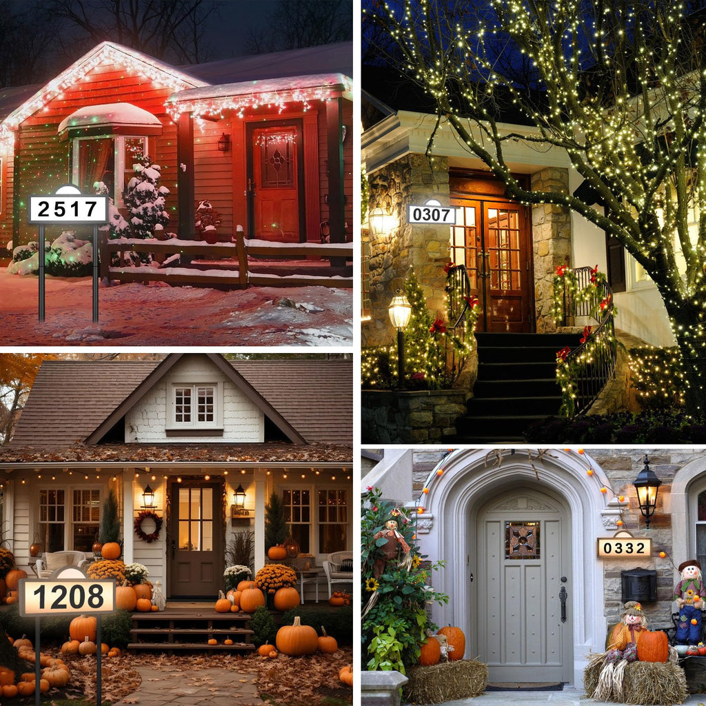Solar House Numbers for Outside, Lighted Address Sign Yard