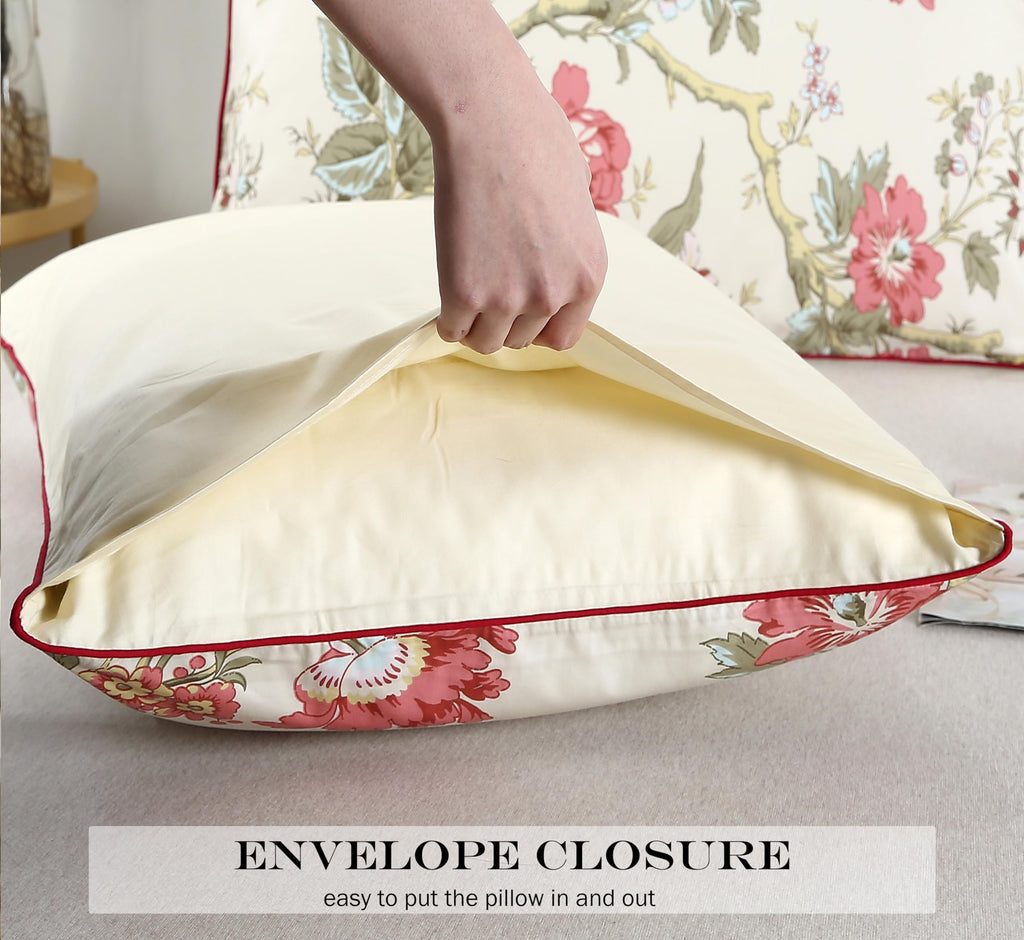 Branches Floral Cotton Pillow Cases King Size Set of 2, 20x36