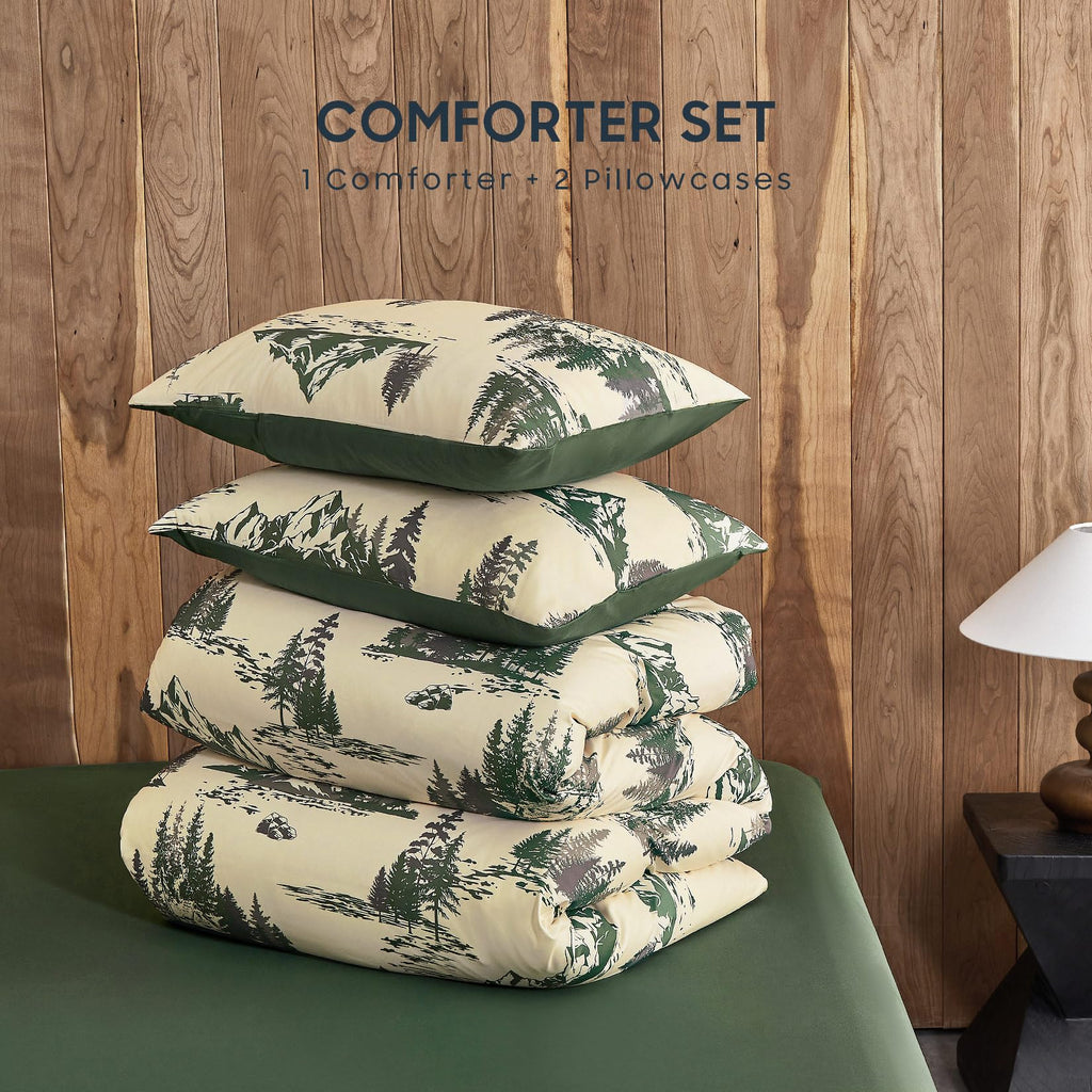 Rustic Comforter Set, Green Brown