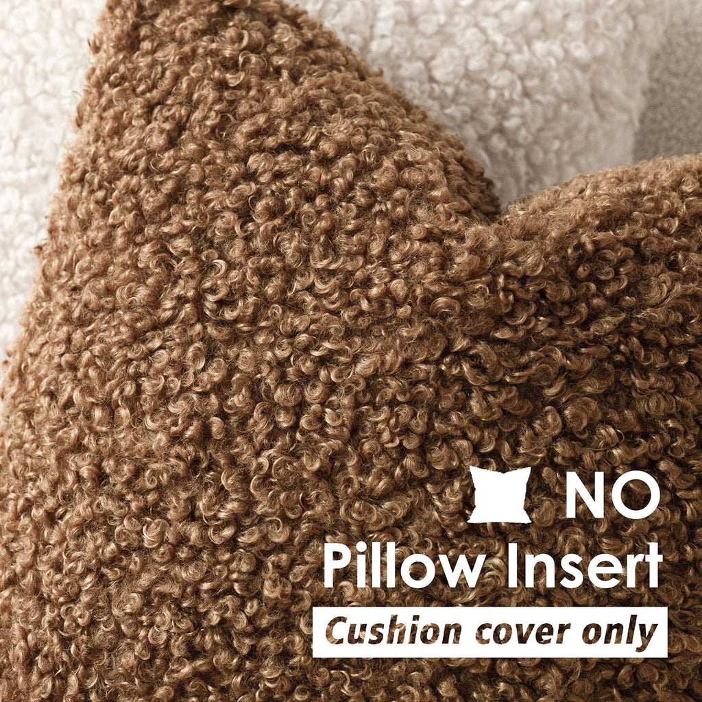 Decorative Fuzzy Faux Fur Throw Pillow Covers 26x26 Dark Bronze