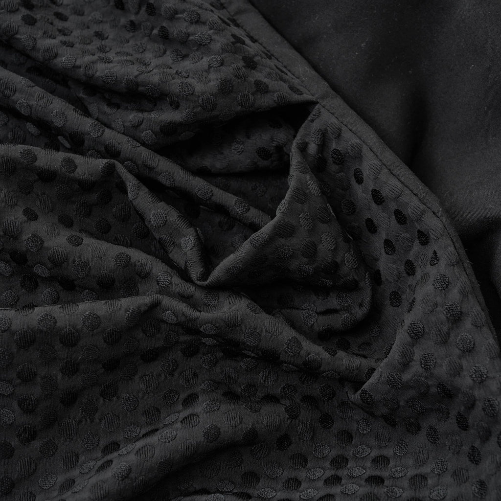 Bed Skirt, Black Dotted Jacquard Pleated Bed Skirt, 12 Inch Drop