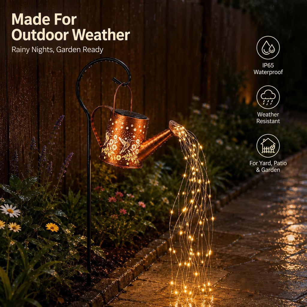 Watering Can Light, LED String Lantern, Hummingbird Garden Yard Decor
