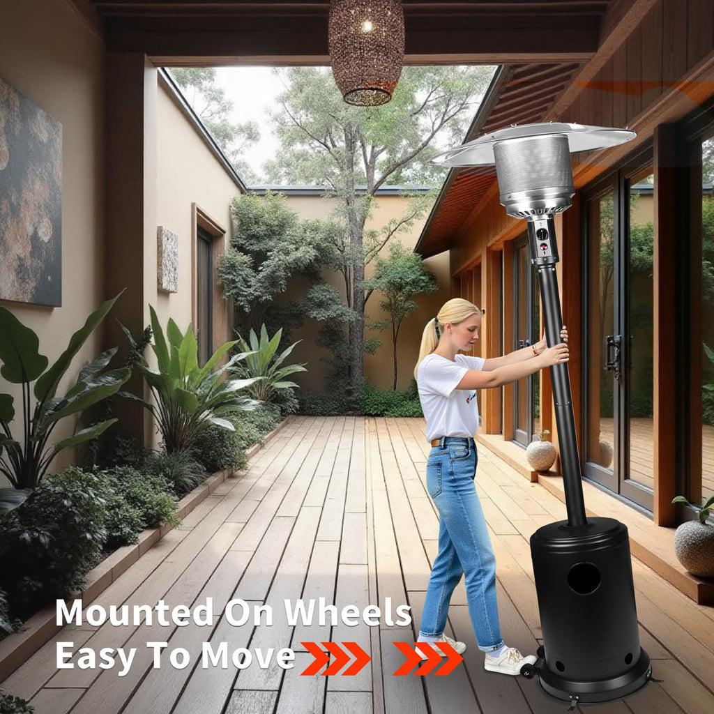 Ignovate 50, 000 BTU Max Outdoor Propane Patio Heater with Wheels - Durable Powder-Coated Steel Gas Heater with Easy