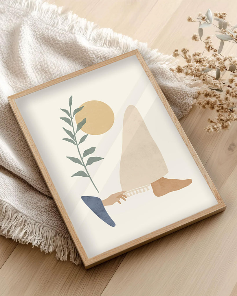 12x16 Oak Framed Woman Touches Jesus' Robe Boho Christian Wall Art