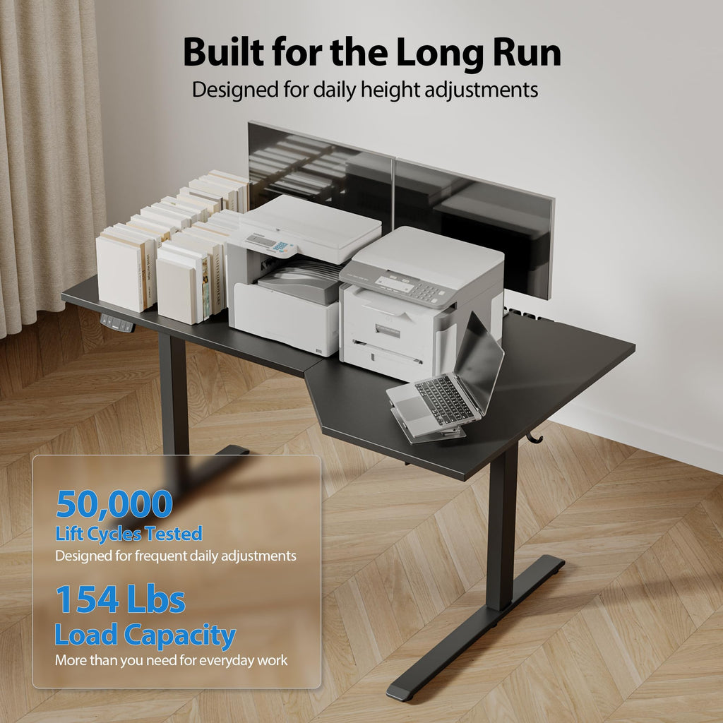 59 x 35 Inch Corner L Shaped Electric Standing Desk, Black