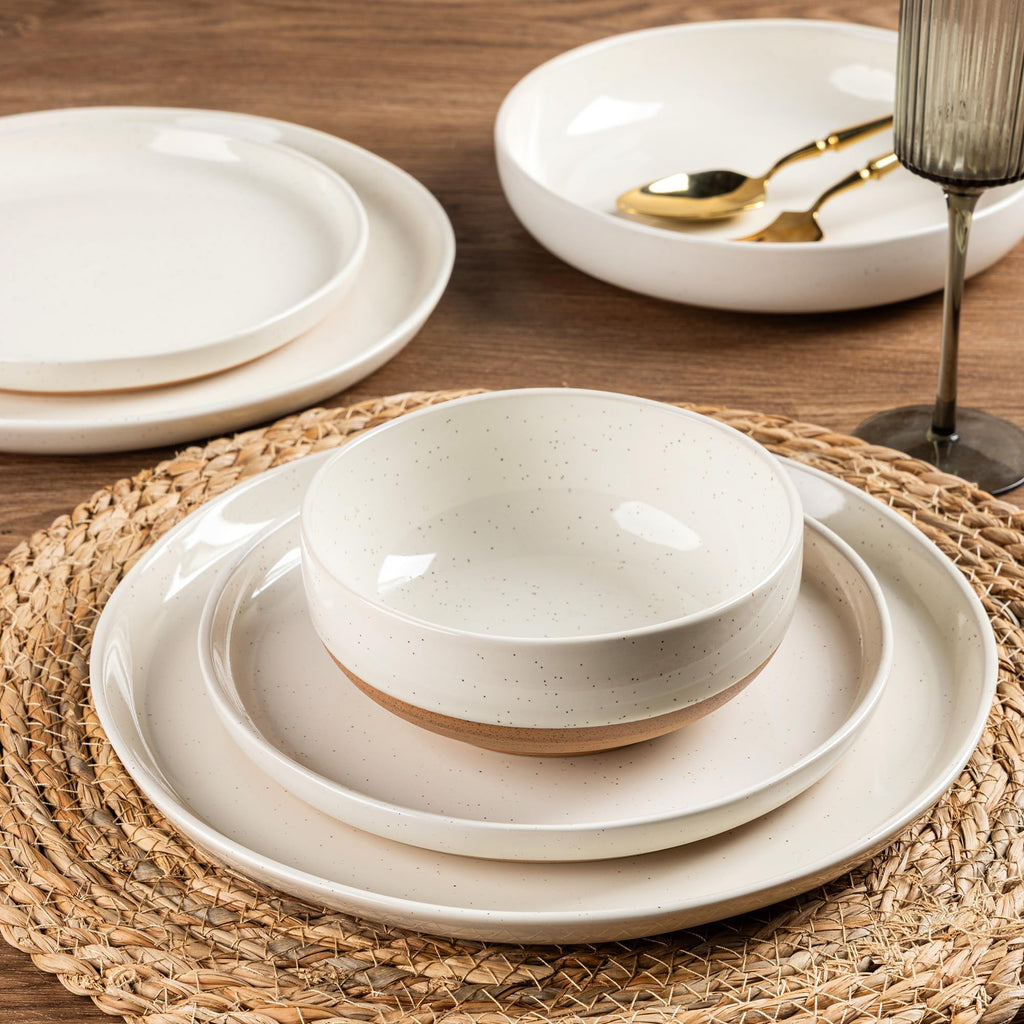 Dinnerware Sets for 6, 18 Pieces Ceramic Plates and Bowls Set