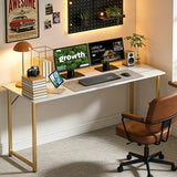 Computer Desk,Home Office Desk, Modern Simple Style Study Writing (Gold, 55 Inch)