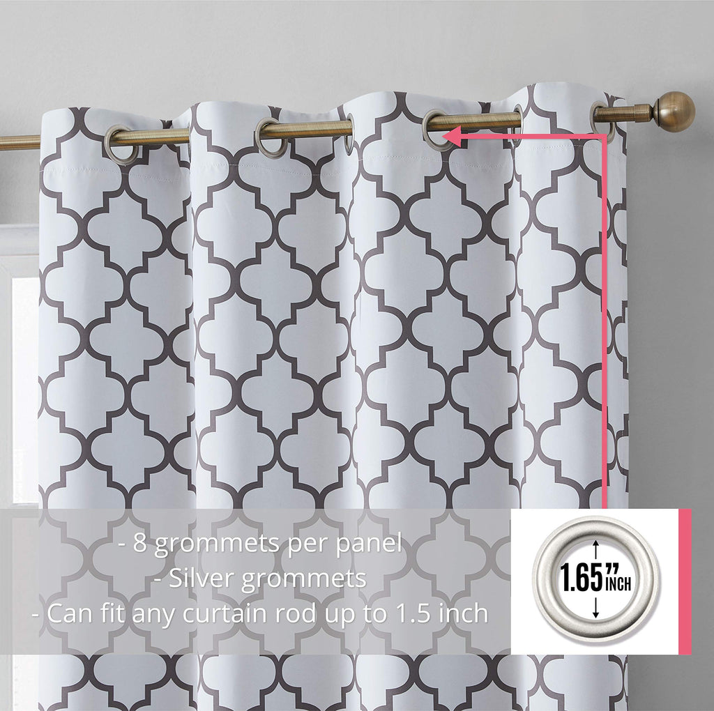 Lattice Print Decorative Blackout Thermal Insulated Privacy Room Darkening Grommet Long Window Drapes Curtain Panels