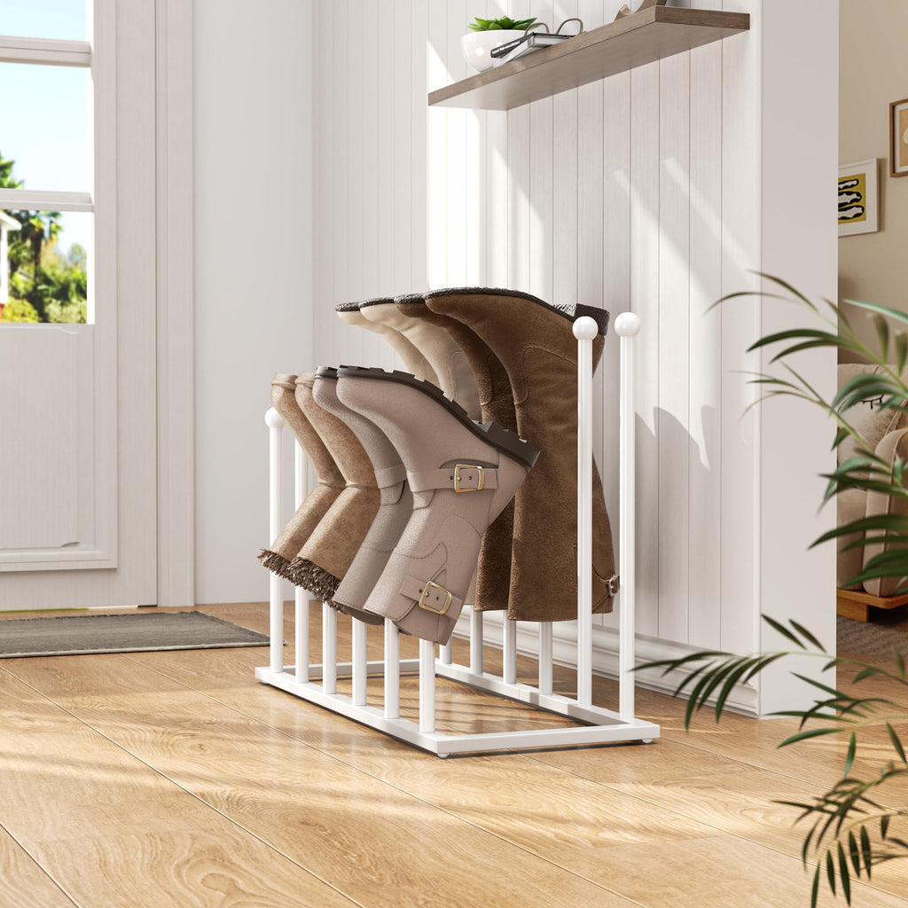 Freestanding Boot Rack, Shoe Storage Organizer Fit for 6 Pairs, White