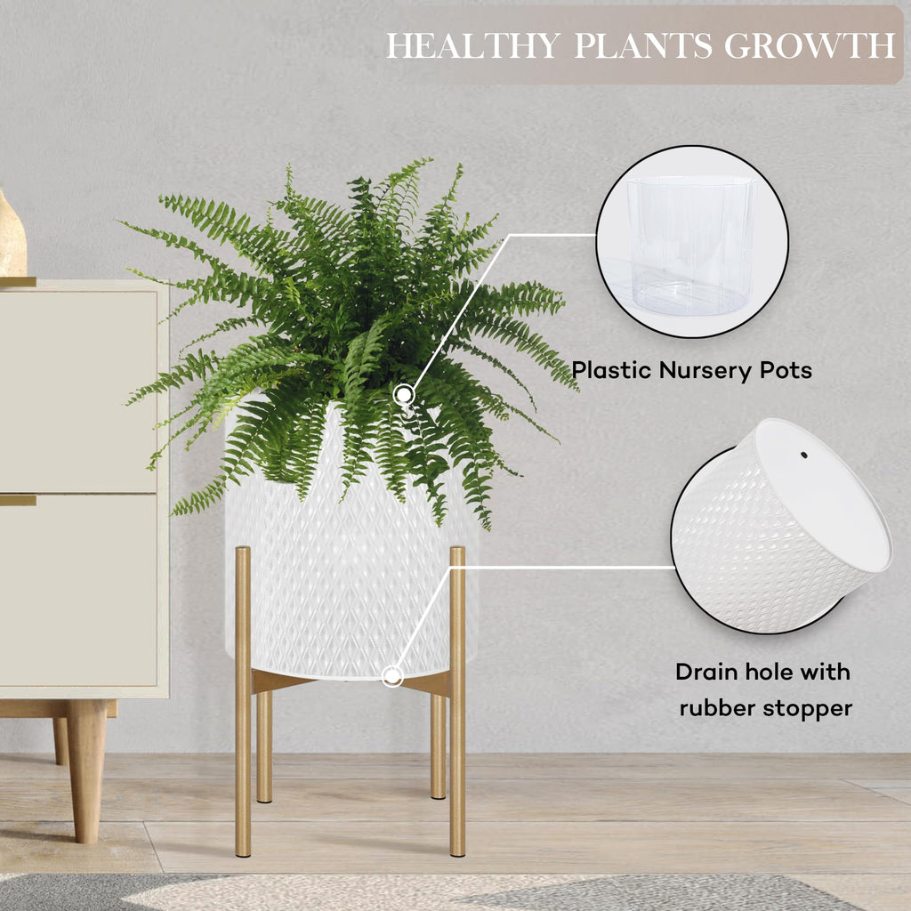 Set of 2 Modern Planters with Stand for Indoor Outdoor Plants