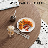 Round Dining Table, 41.7" Modern Wood Kitchen Table for 4, Pedestal Circle Dining Tables, Fluted Dining Table for