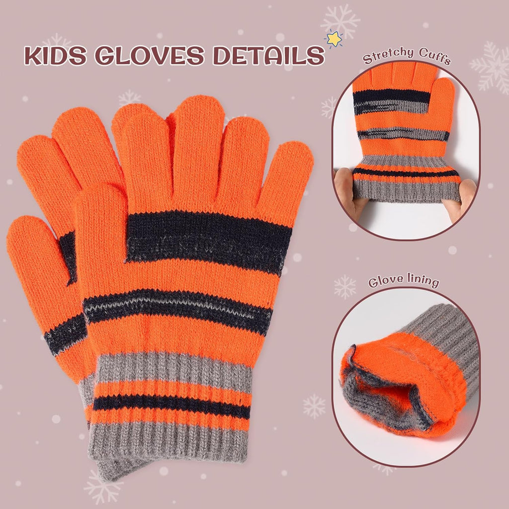 Kids Winter Hat Gloves Scarf Set: Girls Boys Beanie Fleece Lined