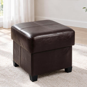 Square Storage Ottoman, Cube Ottoman with Legs, Leather Foot Stool
